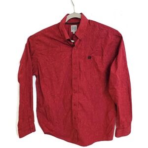 Cinch‎ Shirt Mens XS Red Paisley Button Down Long Sleeve Western 100% Cotton